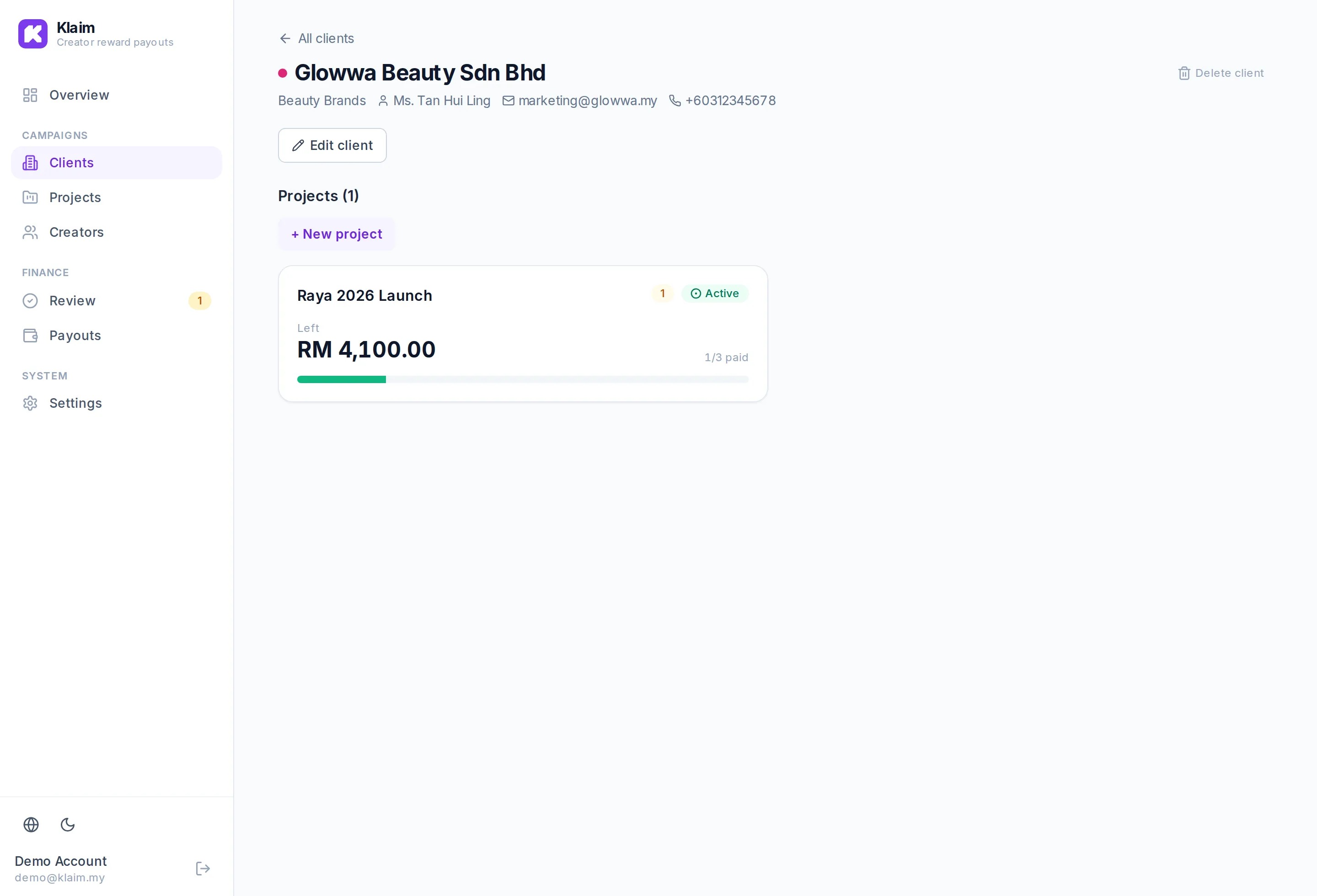Client detail