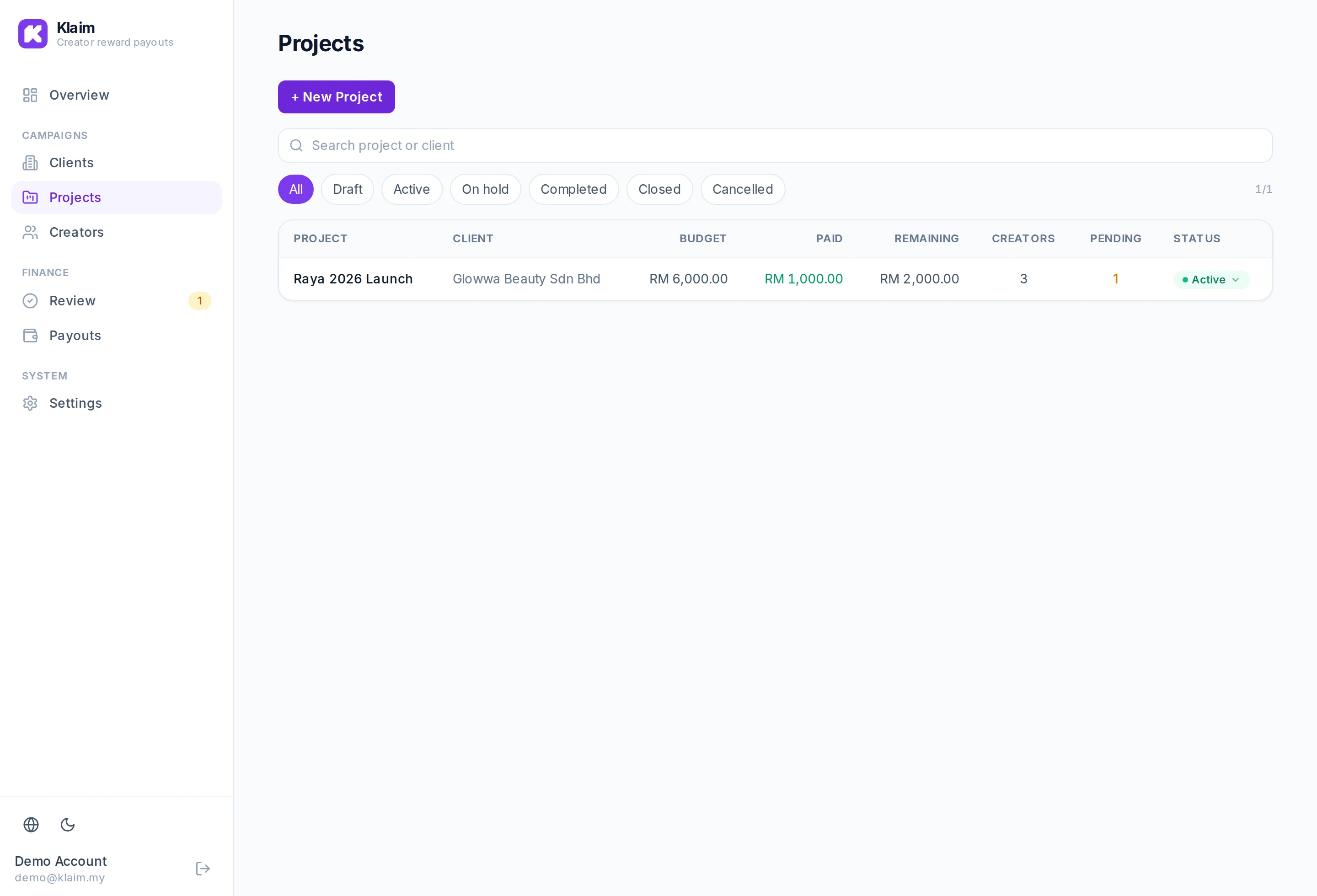Campaigns (projects)