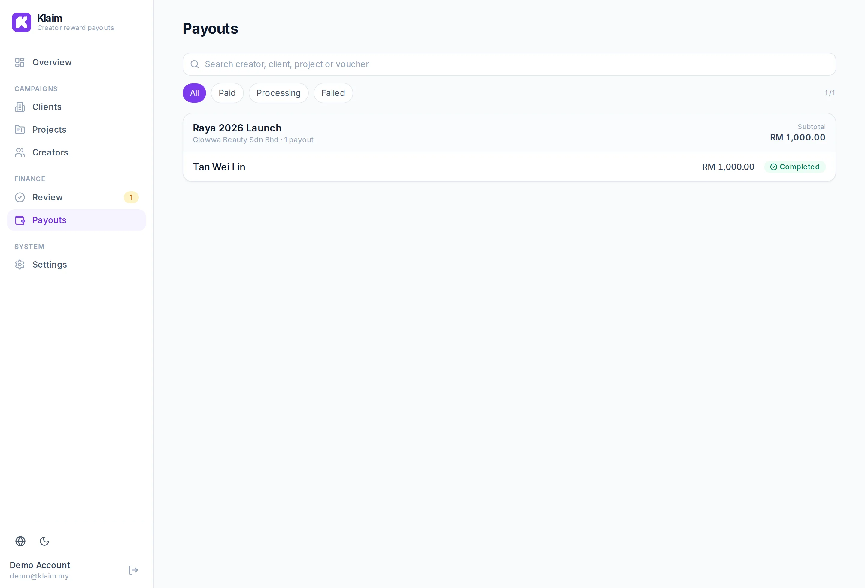 Payment records